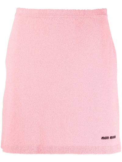 Miu Miu Cotton Bouclé Mini Skirt In F0442 Petal