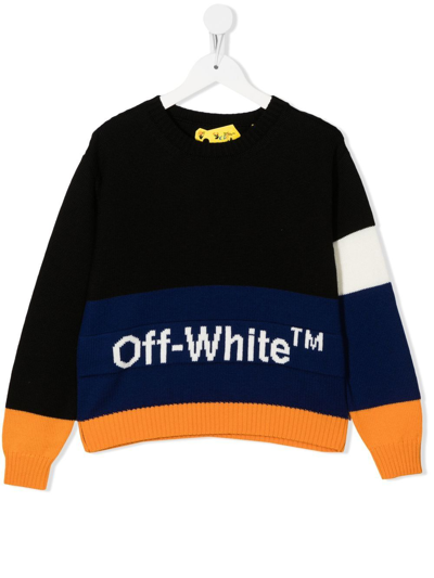 Off-white Kids' Logo-print Detail Knit Jumper In 黑色