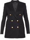 Tagliatore Double-breasted Houndstooth Jacket With Tailored Silhouette In Black
