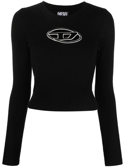 Diesel Wool And Cashmere Sweater With Cut-out Logo In Nero
