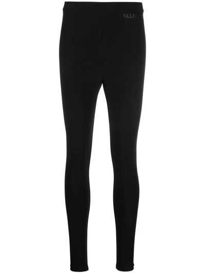 Valentino Logo-embroidered High-rise Leggings In Black