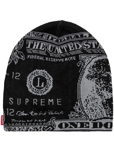 Supreme Dollar Graphic-print Beanie Hat In Black