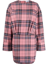 Attico Plaid-pattern Mini Shift Dress In Pink