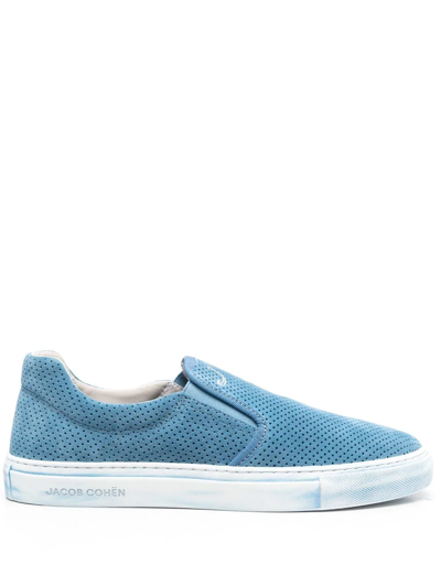 Jacob Cohen Perforated-detail Slip-on Sneakers In Blue