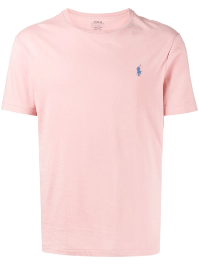 Polo Ralph Lauren Embroidered-logo Short-sleeve T-shirt In Pink