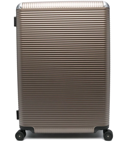 Fpm Milano Panelled Aluminium Suitcase In Braun