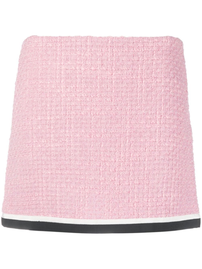 Miu Miu Tweed Mini Skirt With Contrast Trim In Pink