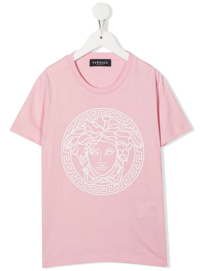Versace Kids' Medusa Head-print Short-sleeved T-shirt In Rosa