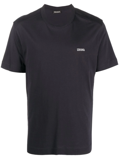 Zegna Embroidered-logo Cotton T-shirt In Schwarz