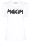 Msgm Logo Short-sleeved T-shirt In Weiss