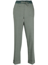 P.a.r.o.s.h Fine-check Tapered Cropped Trousers In Grün