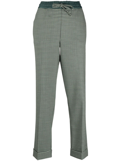 P.a.r.o.s.h Fine-check Tapered Cropped Trousers In Green