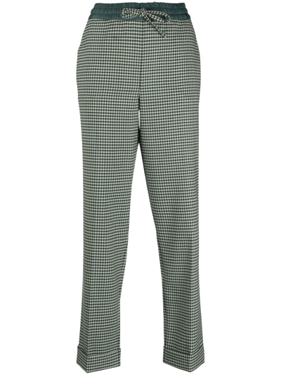 P.a.r.o.s.h Fine-check Tapered Cropped Trousers In Multi-colored