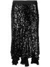 Khaite Aya Sequin-embellished Silk Godet Midi Skirt In Schwarz