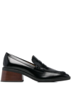 TOD'S SQUARE-TOE BLOK-HEEL LOAFERS