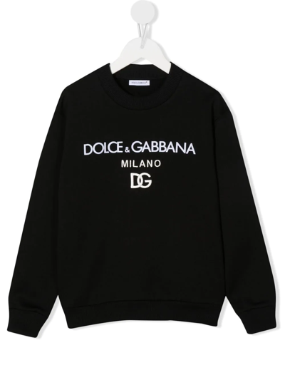 Dolce & Gabbana Kids' Embroidered Logo Jumper In Nero