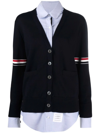 Thom Browne Rwb-armbands V-neck Cardigan In Blue