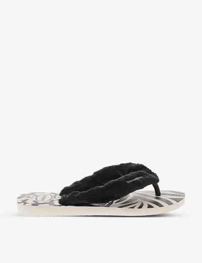 Havaianas Top Home Fluffy Zebra-print Faux-fur And Rubber Flip Flops In White