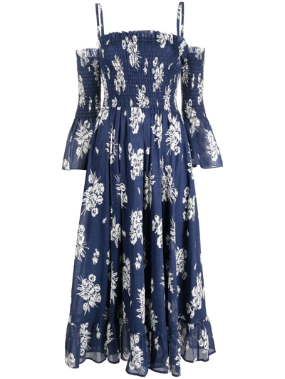 Polo Ralph Lauren Jyleen Smocked Cold-shoulder Dress In Day Floral