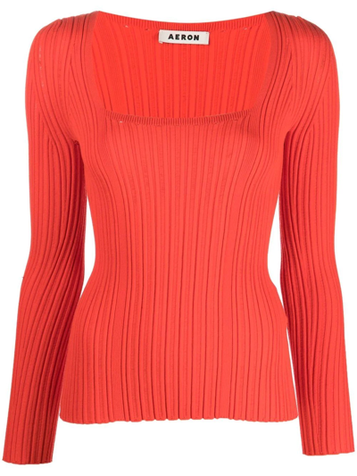 Aeron Finesse Ribbed-knit Jumper In Red