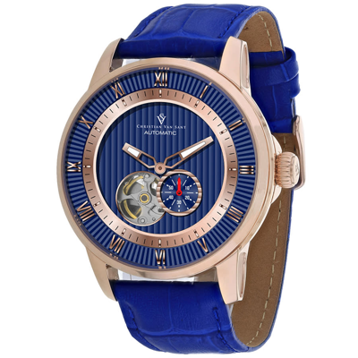 Christian Van Sant Viscay Automatic Blue Dial Mens Watch Cv0554 In Blue / Gold Tone / Rose / Rose Gold Tone