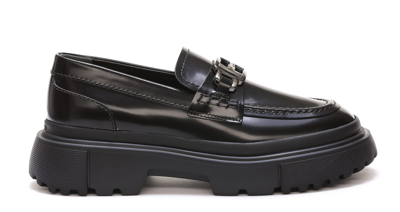 Hogan Black Leather Loafers