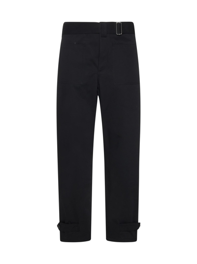 Alexander Mcqueen Cotton Trousers W/ Buckles In Black