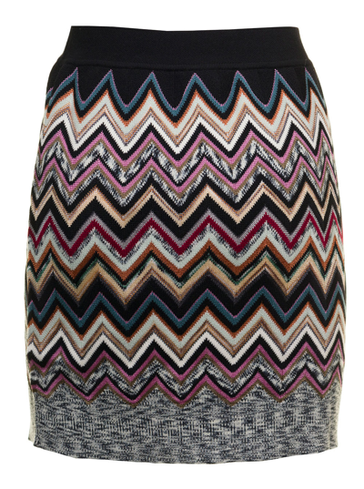 Missoni Zigzag Multicolor Wool Skirt Woman In Red