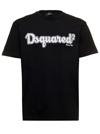 Dsquared2 Black Cotton T-shirt With Logo Print D-squared2 Man In Black