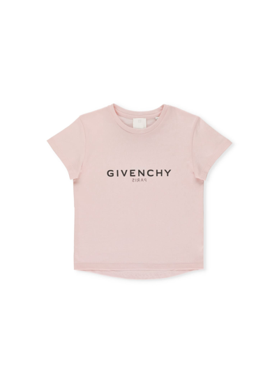 Givenchy Kids' Girl's Reverse Logo-print T-shirt In Pink