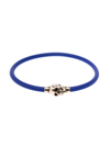 Alexander Mcqueen Rubber Cord Skull Bracelet In Blu