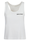 Palm Angels Logo-print Sleeveless Tank Top In White/black