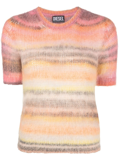 Diesel M-icaela Short-sleeve Knitted Jumper In Gelb