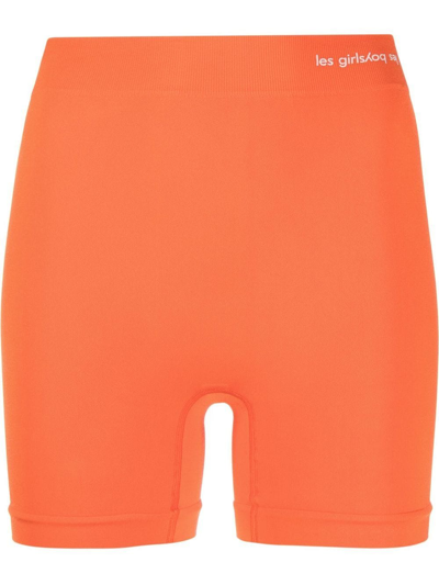 Les Girls Les Boys Logo-waist Seamless Cycling Shorts In Orange