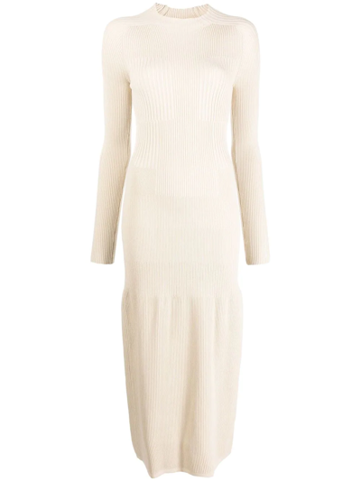 Aeron Larae Ribbed-knit Midi Dress In Neutrals