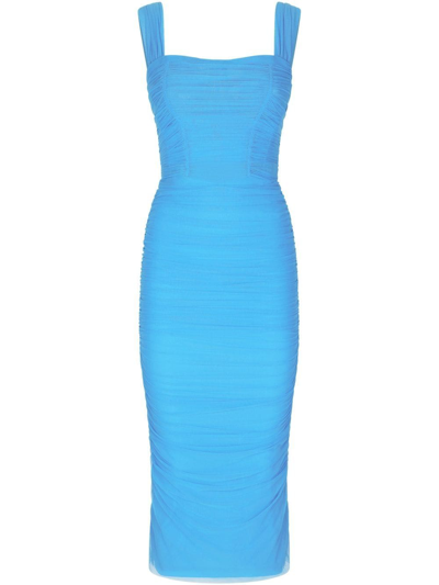Dolce & Gabbana Ruched Midi Dress In Blau