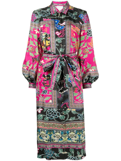 Camilla Printed Silk Shirt Dress In Violett