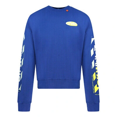 Pre-owned Off-white Diagonal Split Logo Blue Sweatshirt