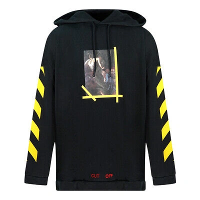 Pre-owned Off-white Printed Annunciazione Logo Long Black Hoodie