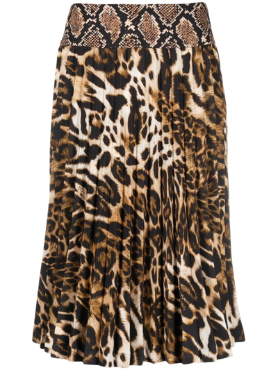 Boutique Moschino Animal-print Pleated Midi Skirt In Multicolour