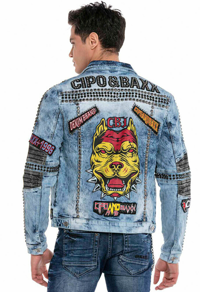 Pre-owned Cipo & Baxx Boxer Jeans Jacket Denim Biker Blue Cj263 All Sizes
