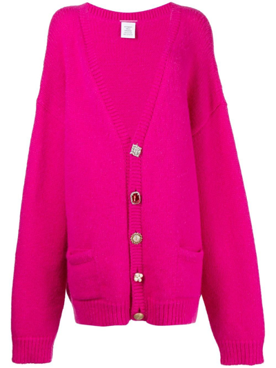 Vetements Oversized Knit Cardigan In Fuxia