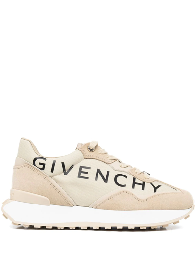 Givenchy Giv Runner Logo-print Nylon, Suede And Leather Sneakers In Beige