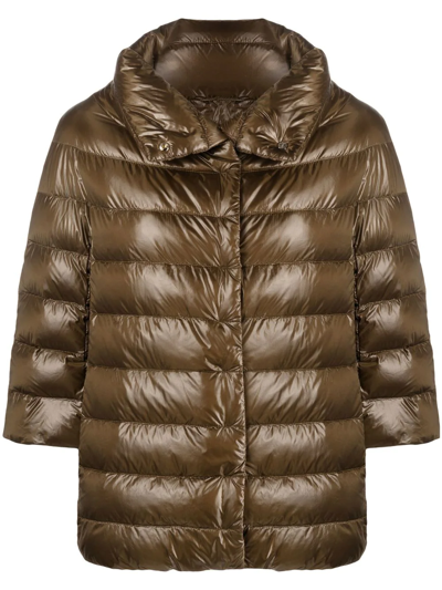 Herno High-neck Puffer Jacket In Green