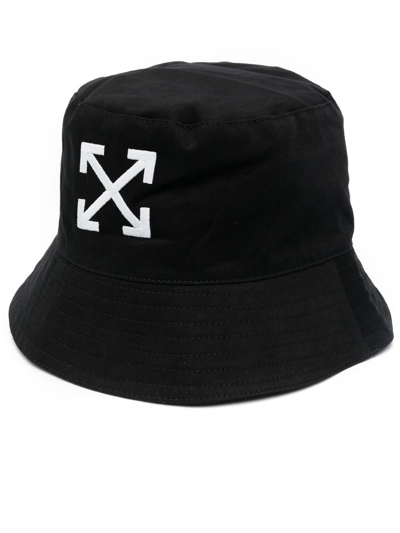 Off-white Arrows-motif Embroidered Bucket Hat In Black
