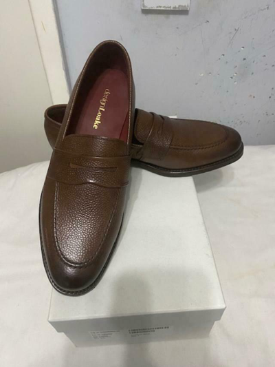 Pre-owned Loake Mens Camden Brown Slip Ons Grain Leather Loafer Shoes Uk 7 F/eu 41 £265