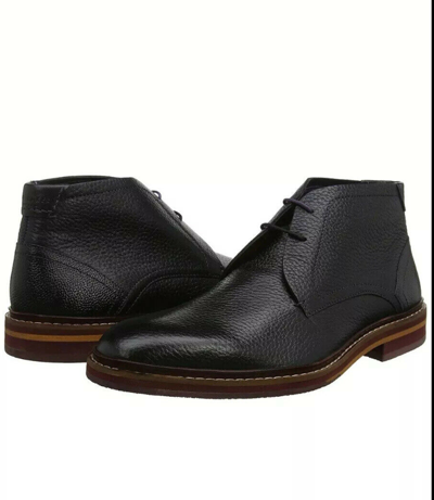 Pre-owned Ted Baker Men's Corans Black Leather Lace-up Chukka Ankle Boots £159