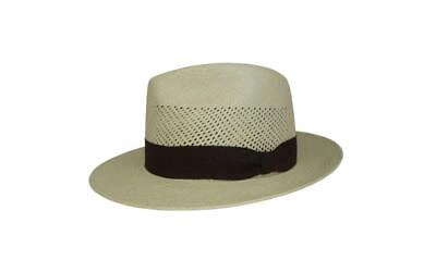 Pre-owned Panizza Hat Man Straw Panama Hat Hand Brisas Tr Natural Made In Italy Tg-s