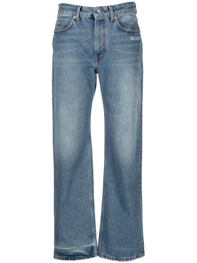 Off-white Corporate Mid-rise Straight-leg Jeans In Blue