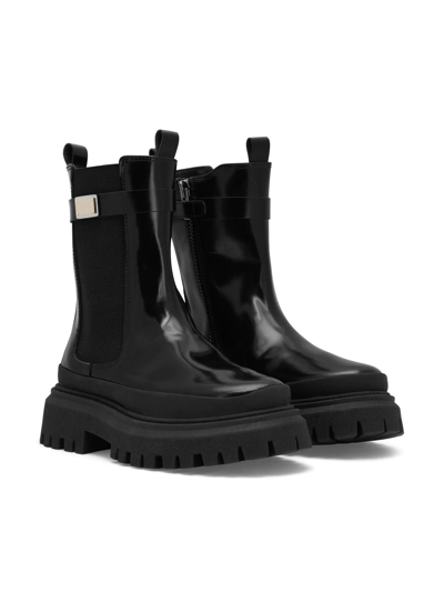 Dolce & Gabbana Kids' Leather Chelsea Boots In Black